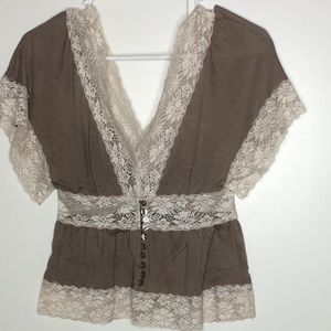 Brown Shirt With Lace